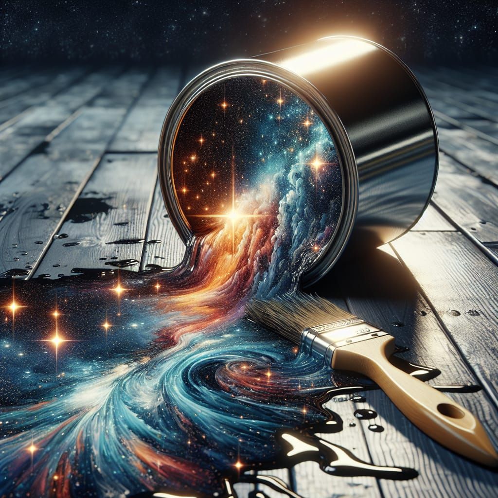 Starry Night Sky Spill: Hyperrealistic Ink Painting