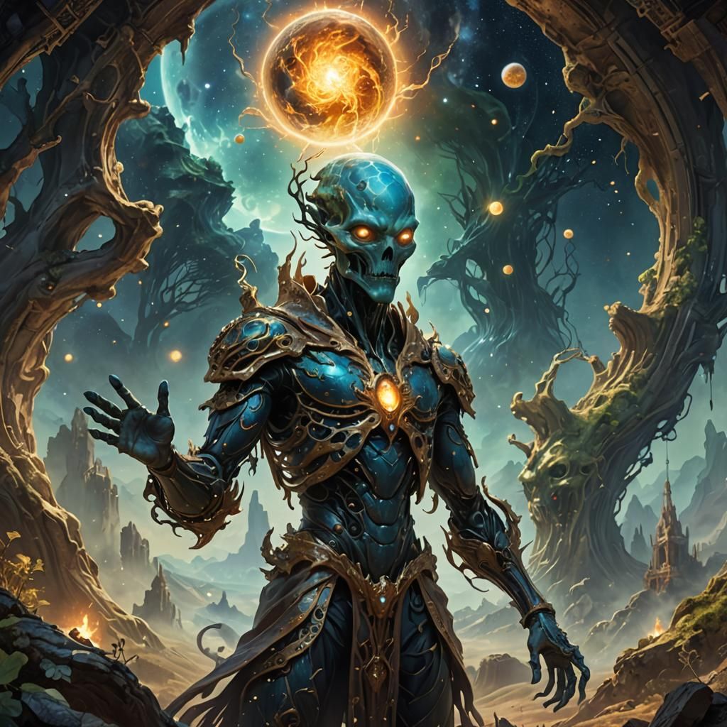 Alien Entity Imbues Life in Baroque Fantasy Art