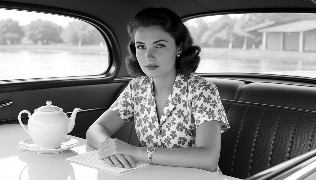 Elegant Frenchwoman in 1953 Indochina
