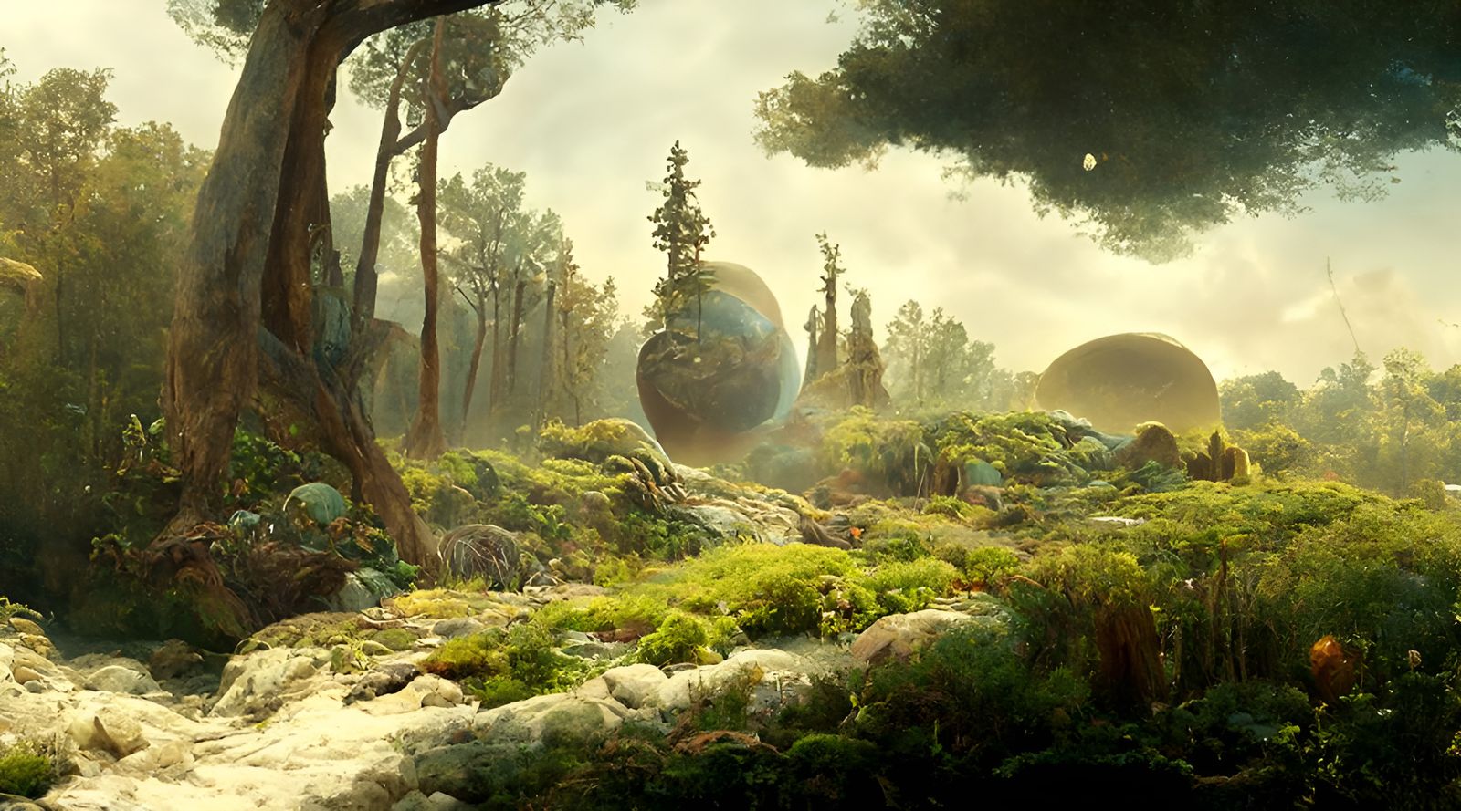 Mystical Alien Moonrise over Forest as Digital Art