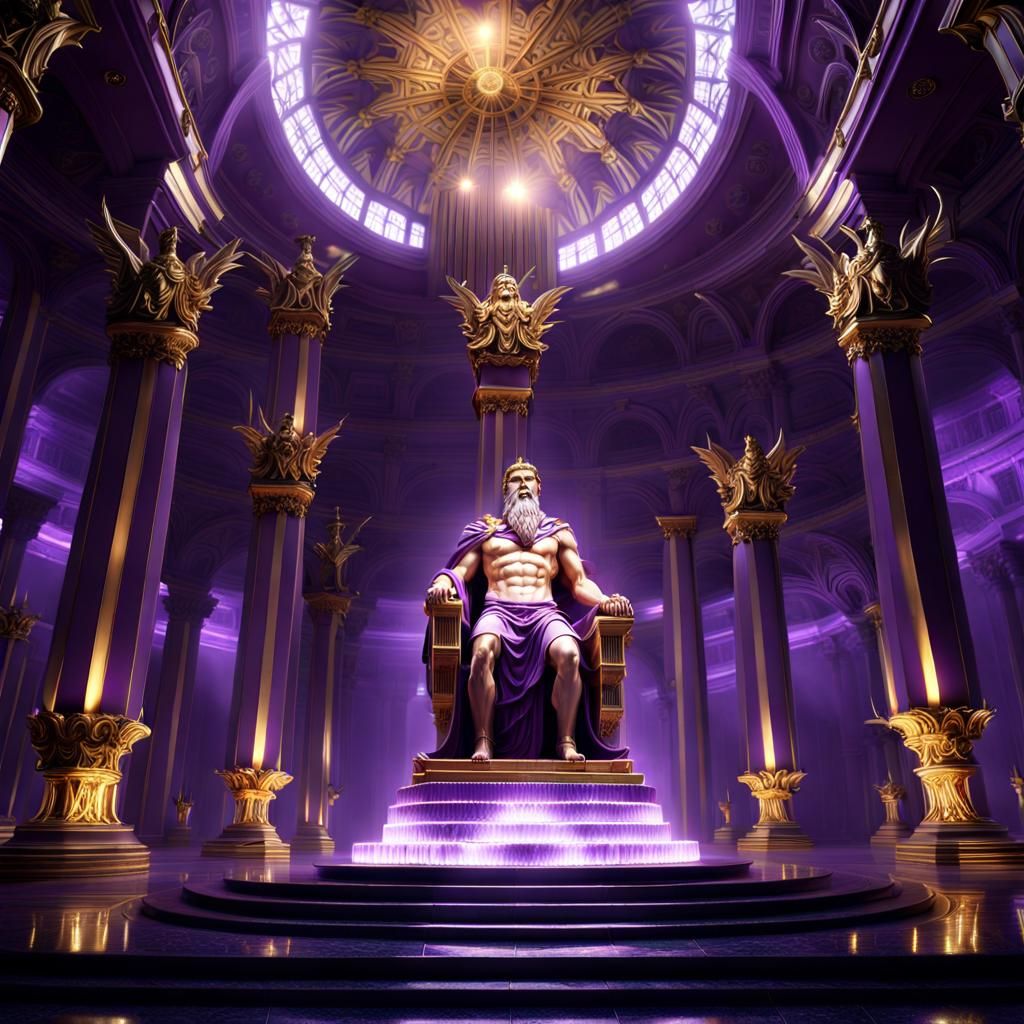 Zeus Statue in Ancient Temple: Fantasy Concept Art