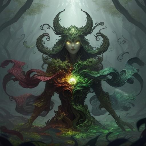 Leaf Dancer in Art Nouveau Style