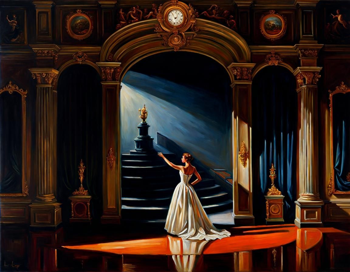 Dramatic Opera Night in Hyperrealistic Oil Painting