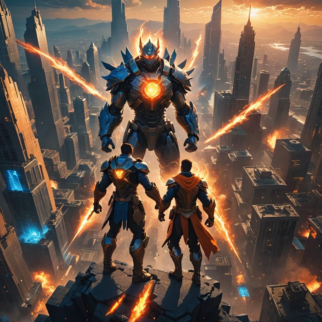 Hero's Energy Blast in Besieged Futuristic City