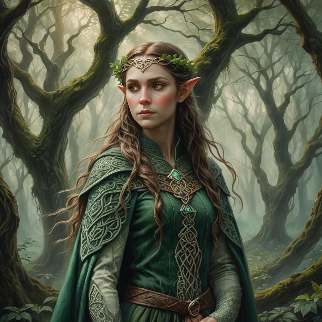 Celtic Elf Portrait in Naturalistic Oil Painting Style