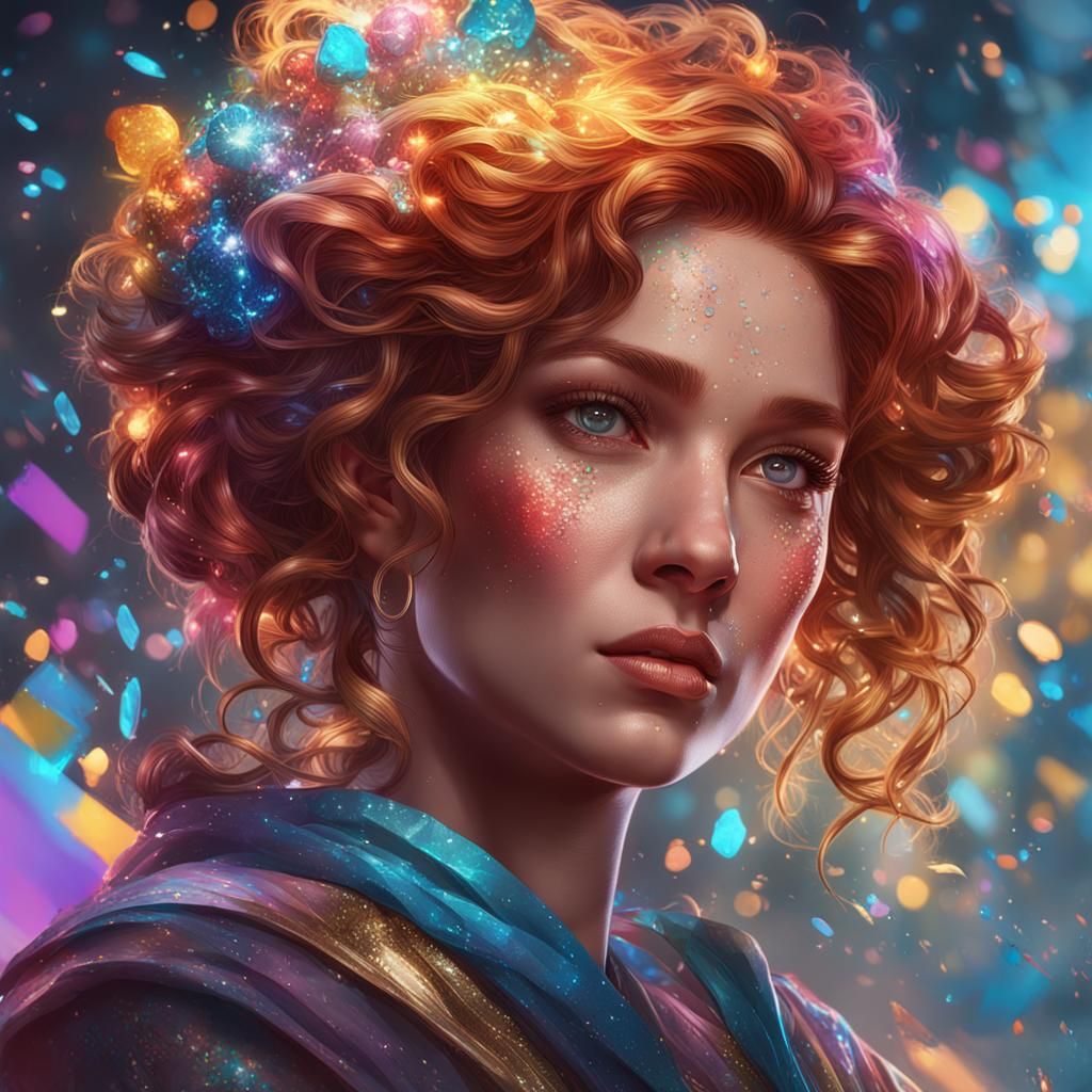 Glittering Portrait in Hyperdetailed Digital Art