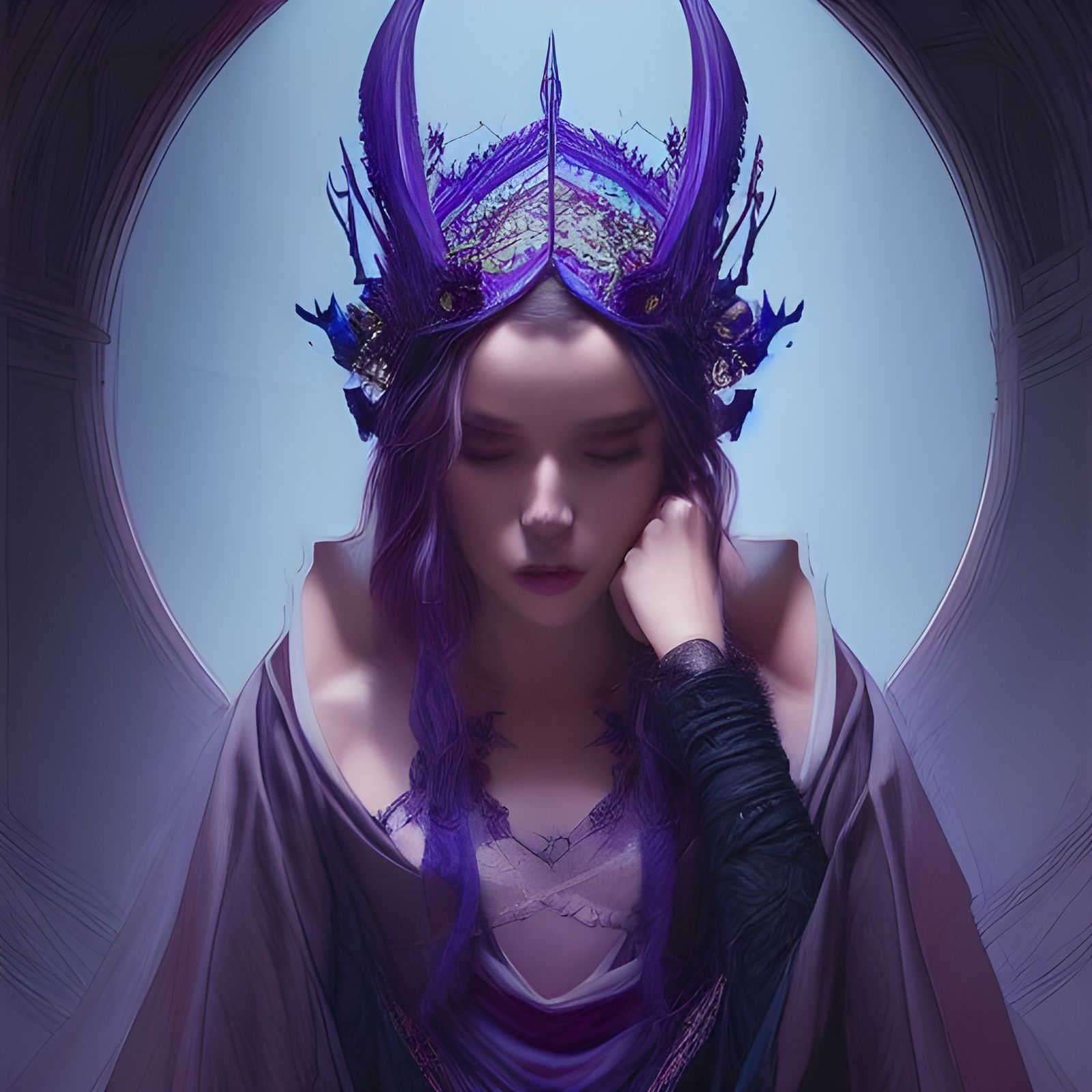 Intricately Designed Vixen in Royal Robe Digital Illustratio...