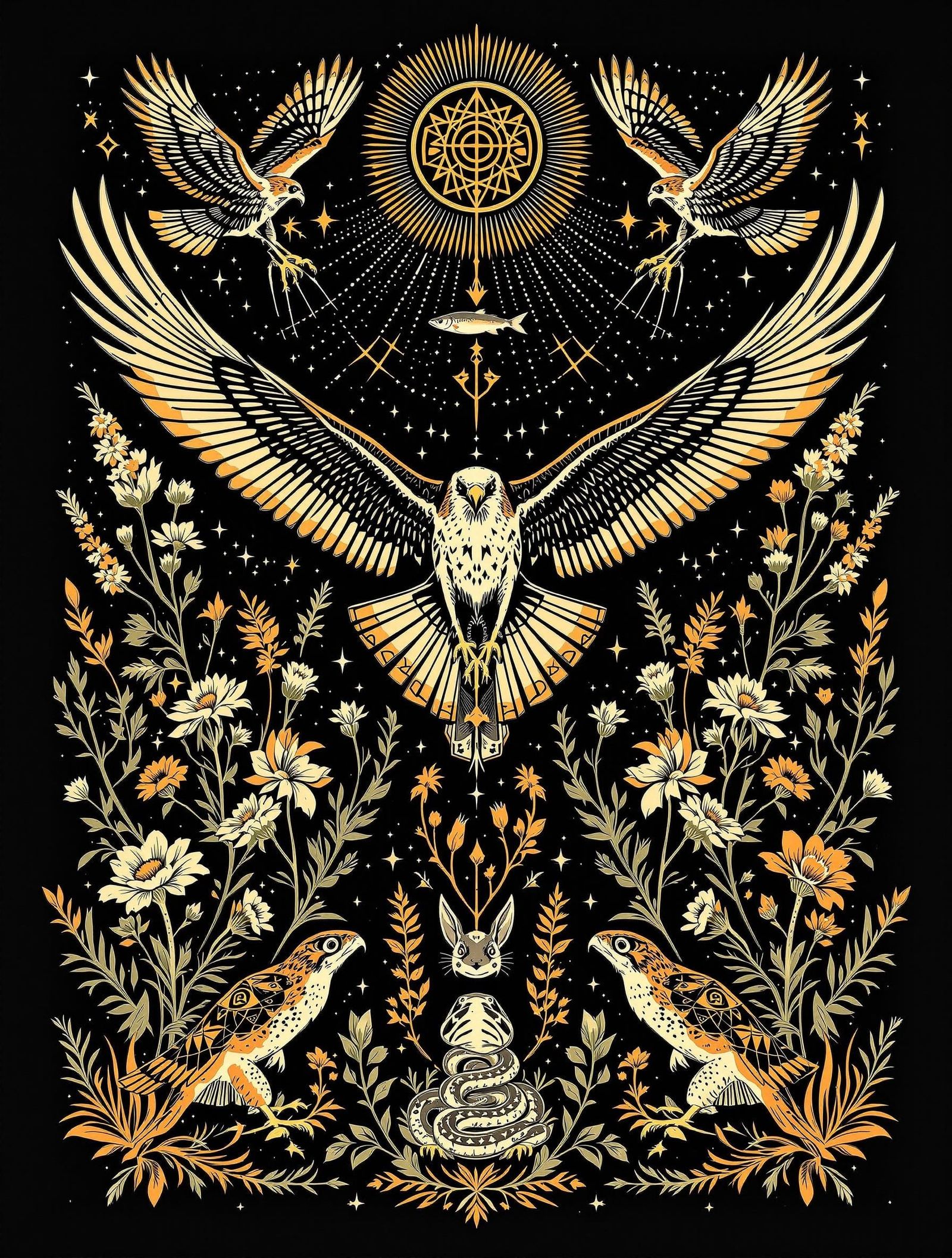 Wild West Tattoo Sheet with Neo-Folk Design