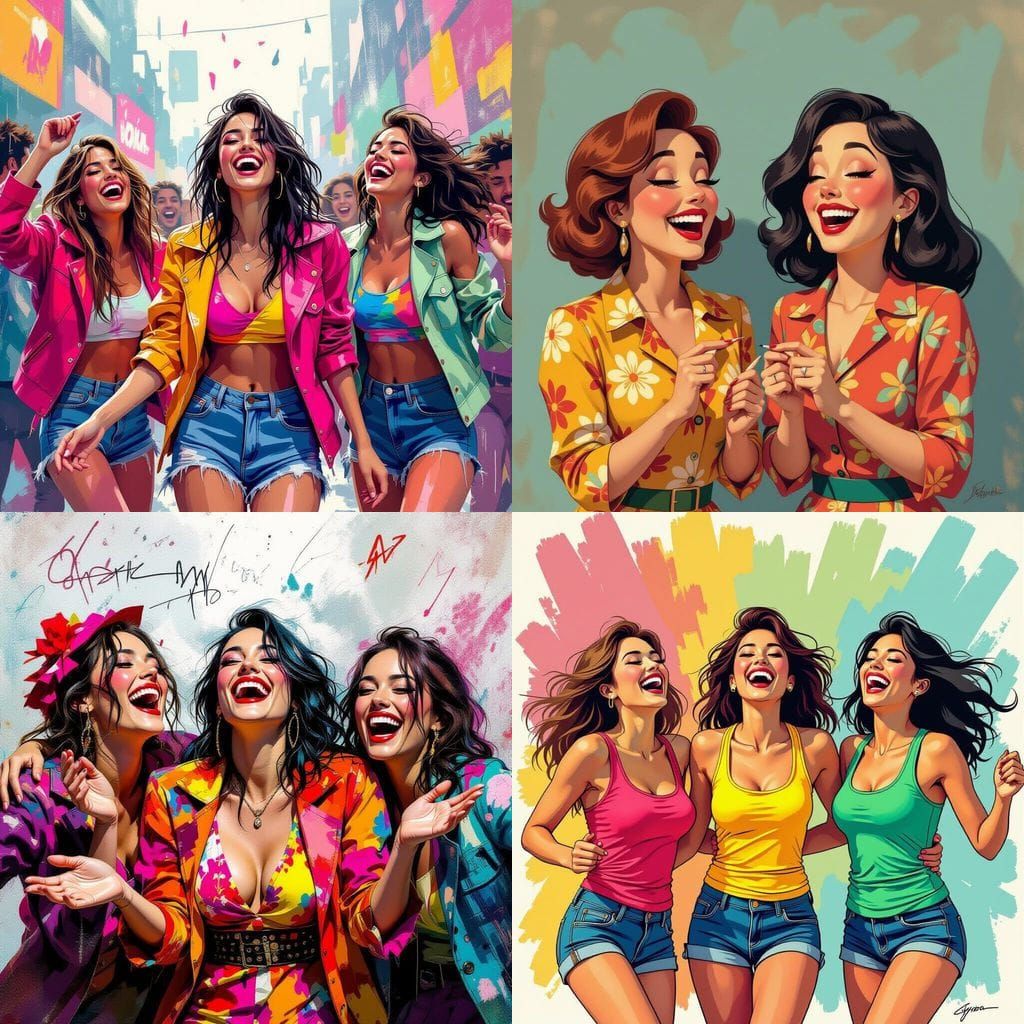 Comical Wet T-Shirt Contest in Scribble Style