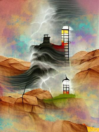 Lighthouse in Storm: Digital Illustration