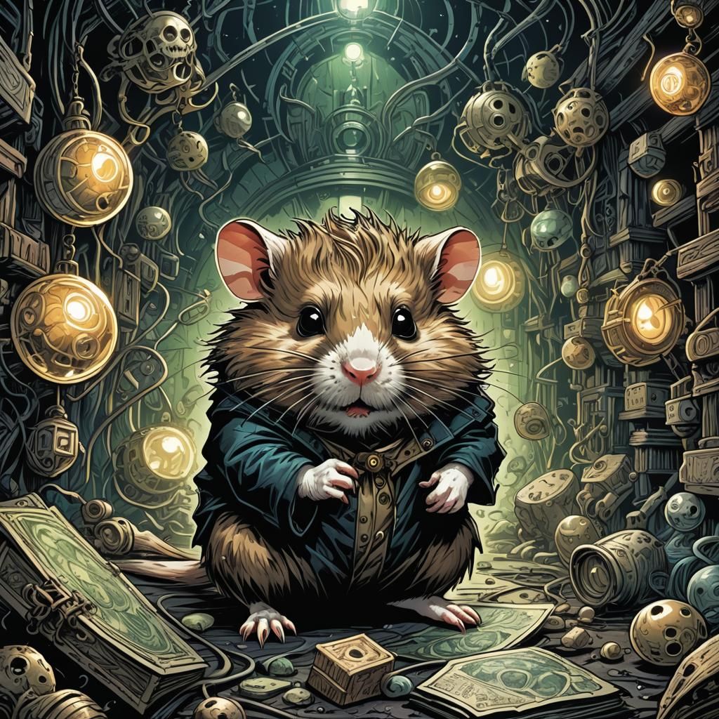 Eldritch Hamster in Comic Book Style