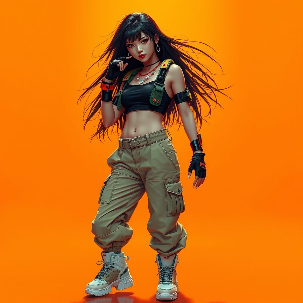 Cyberpunk Model with Neon Accents