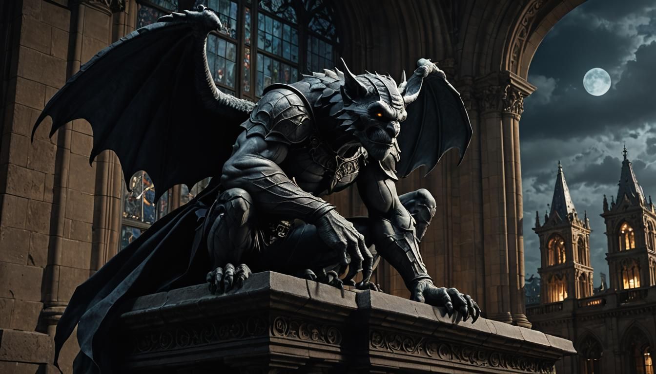 Heroic Gargoyle Guardians Gothic Library from Above