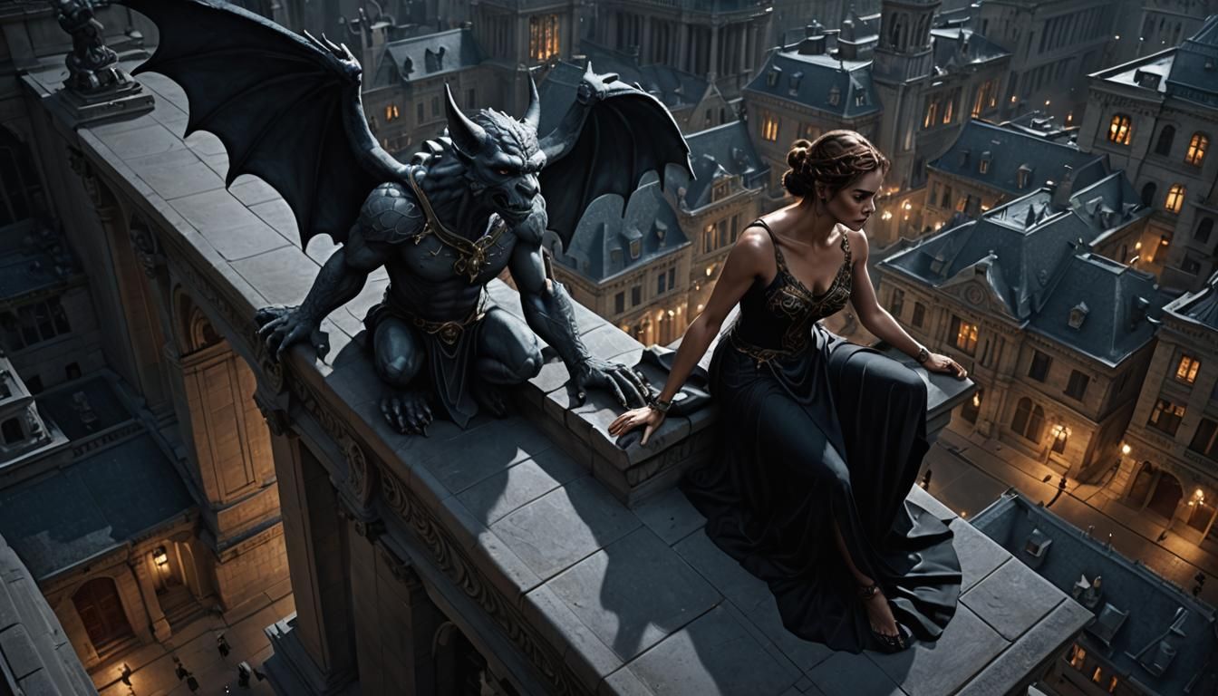 Heroic Gargoyle Guardians the Grand Gothic Library by Moonli...