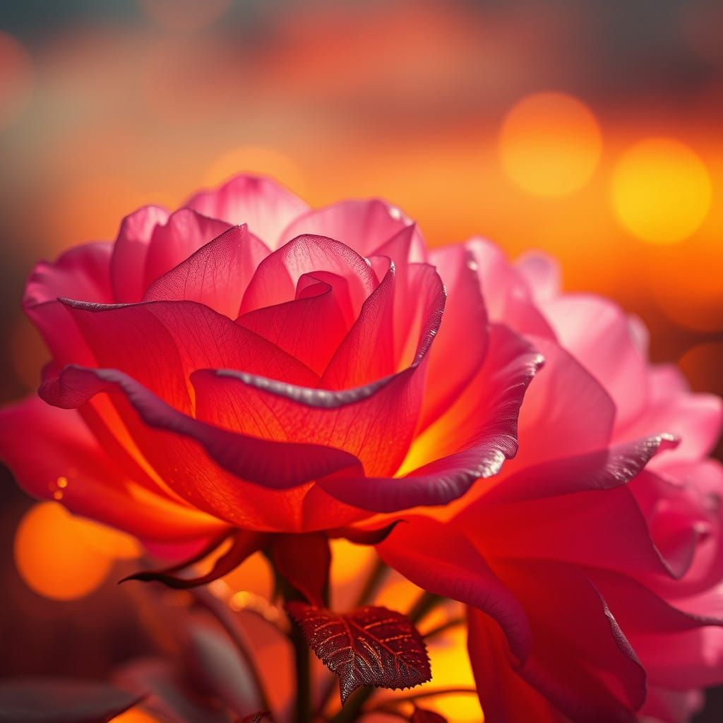 Hyperrealistic Translucent Roses in Golden Light