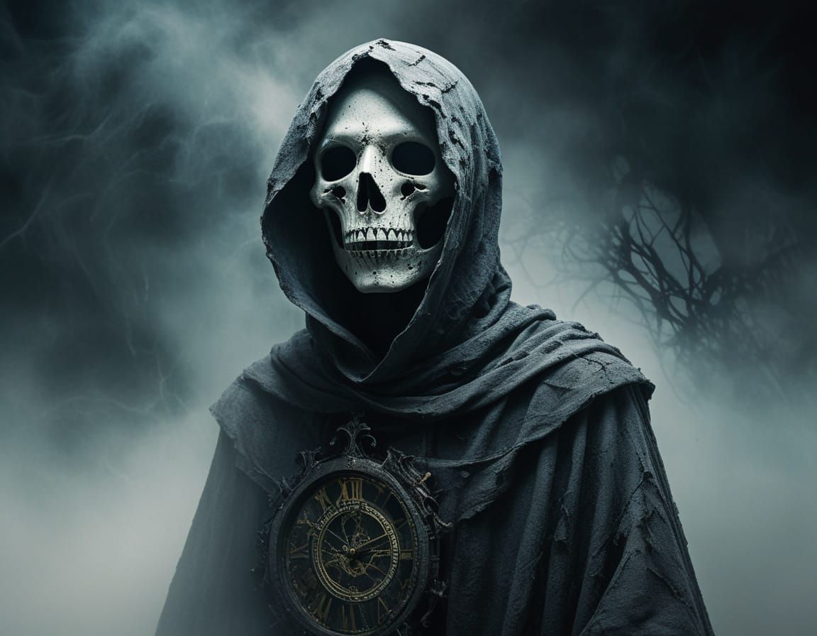 Surreal Portrait of an Ethereal Wraith in a Foggy Abyss