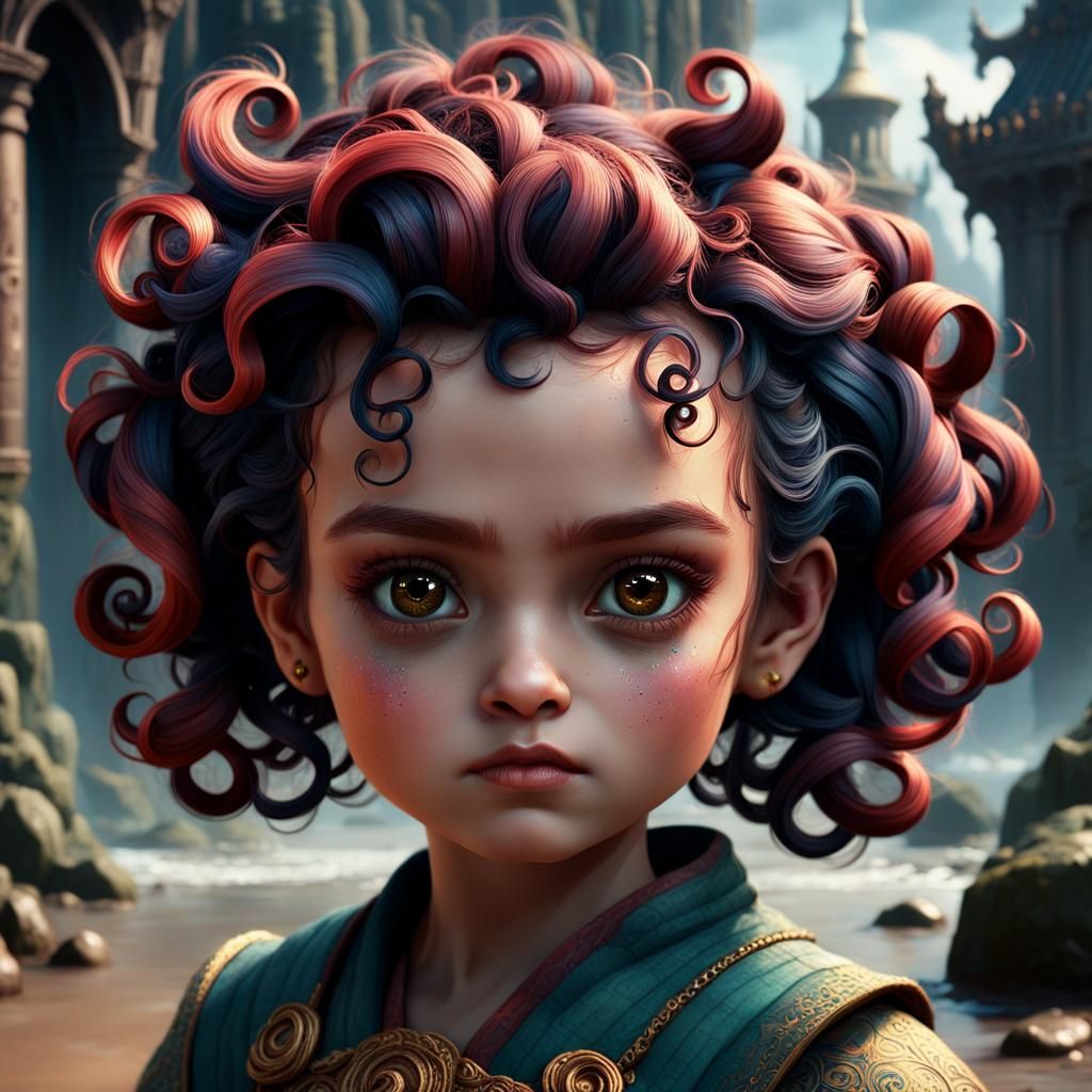Little Girl with a Curl: Fantasy Concept Art