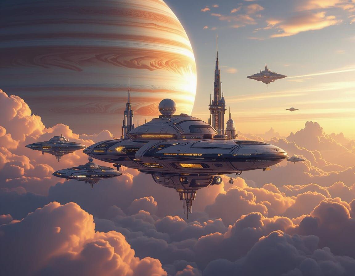 Floating Cities on moon of alien Jovian Planet