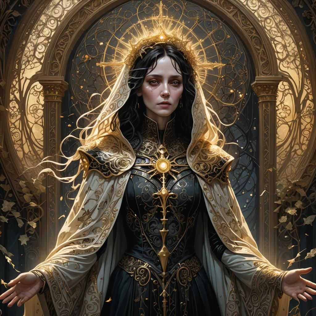 Edward Scissorhands as Mother Mary: Dark Fantasy Art