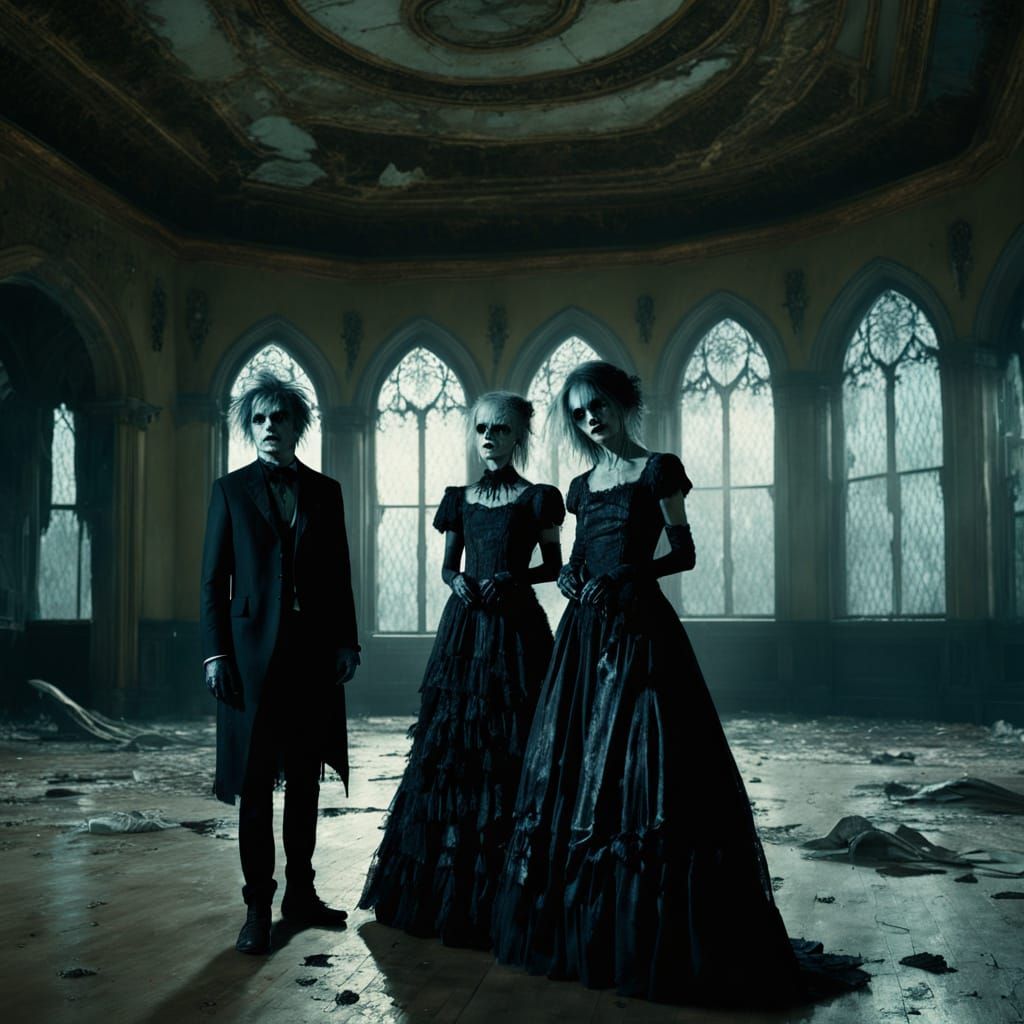 Gothic Ballroom Zombies in Tattered Prom Attire
