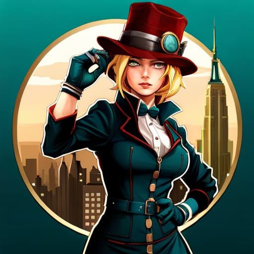 Steampunk Gangster in New York, Digital Art