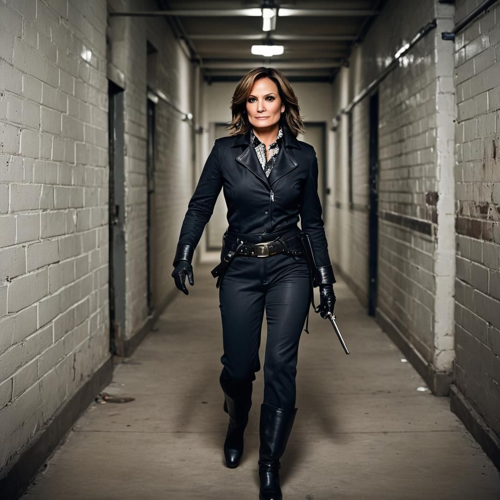 Confident Woman in Black Leather Outfit Portrait