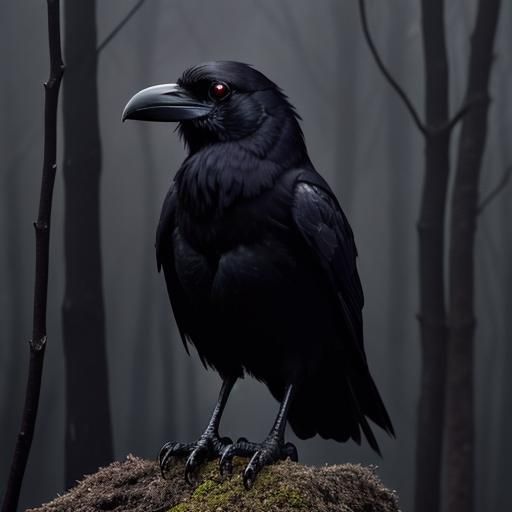 Carbon Soot Raven in Forest Fire Scene