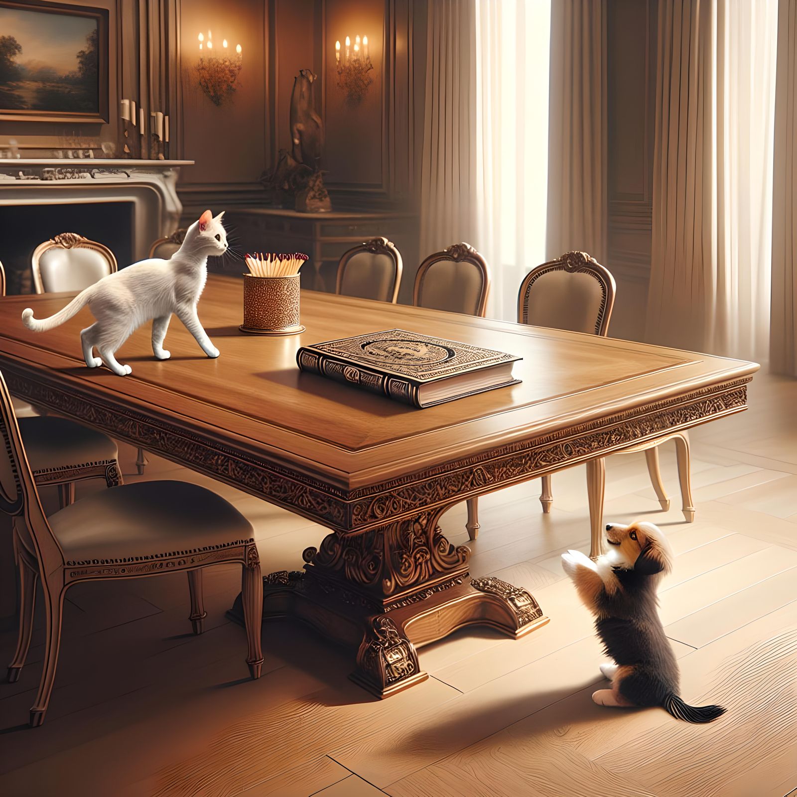 Cat and Dog Dining Room Match Game