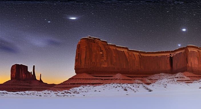 Monument Valley Winter Starlight Panorama