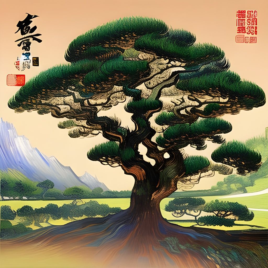 Ancient Tree: Chinese Ink Neo-Impressionist Painting