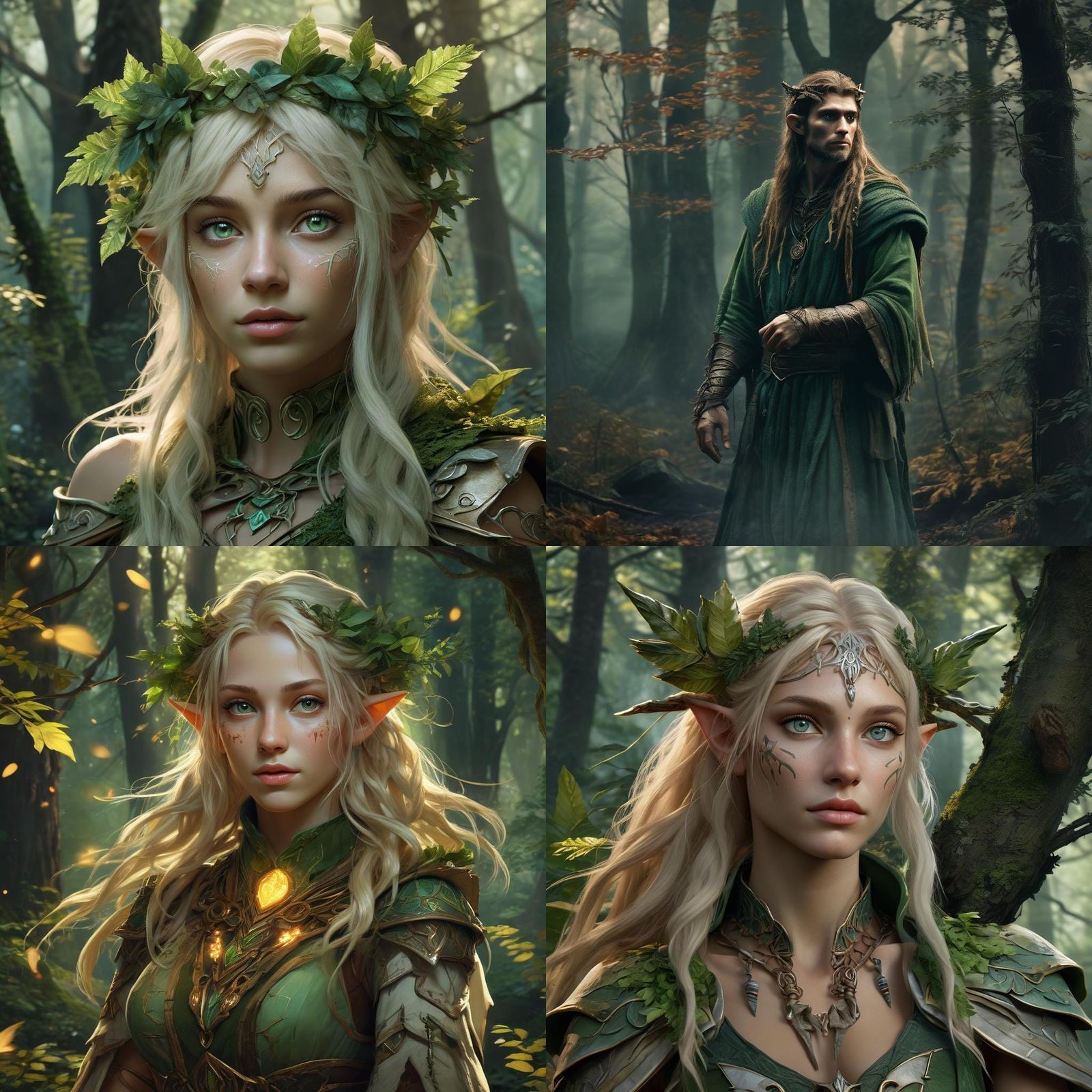 Wood Elf Druid with Peppermint Green Eyes