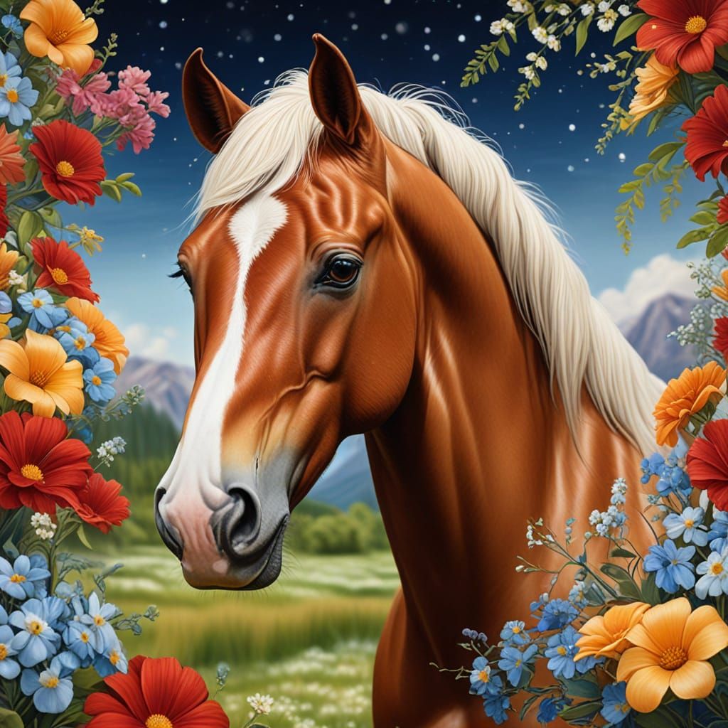 Paint Horse Portrait in Astral Cosmic Style