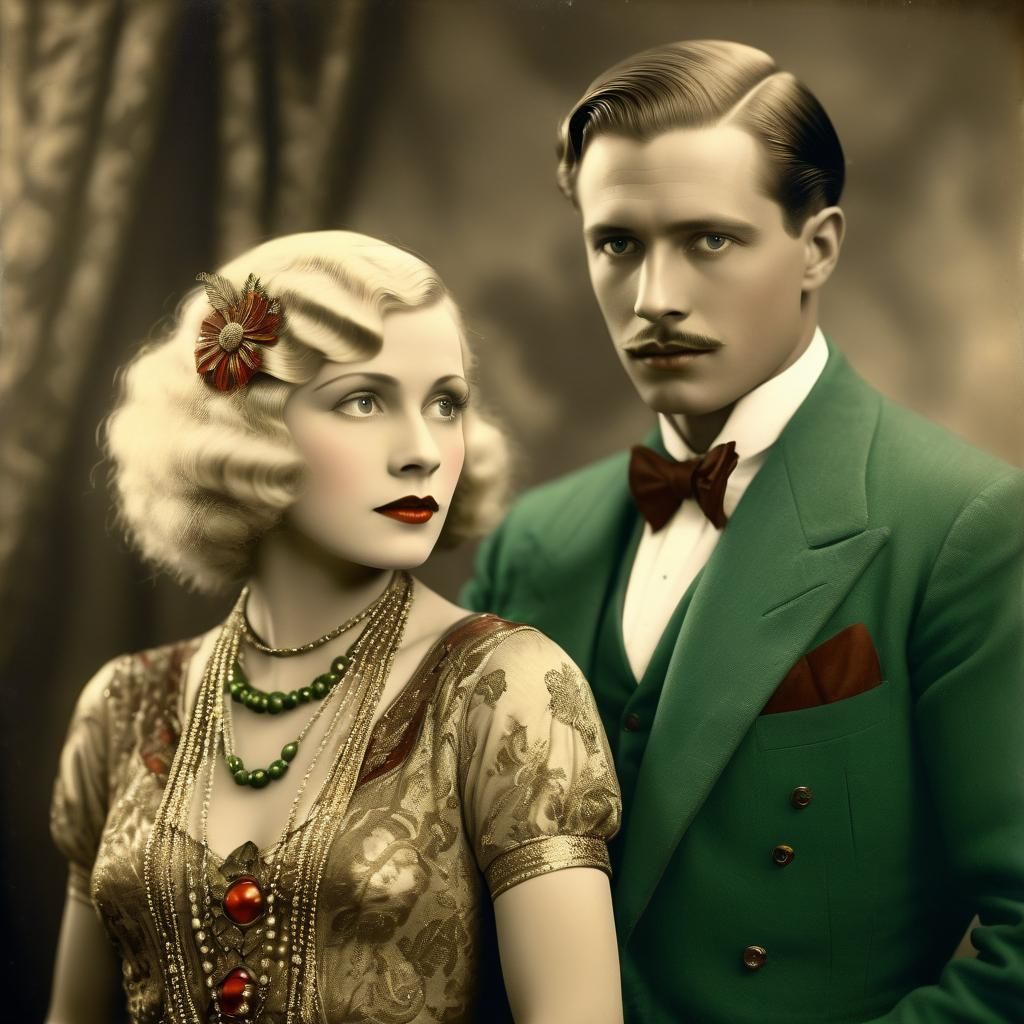 Exotic Silent Film Star in Vintage Elegance