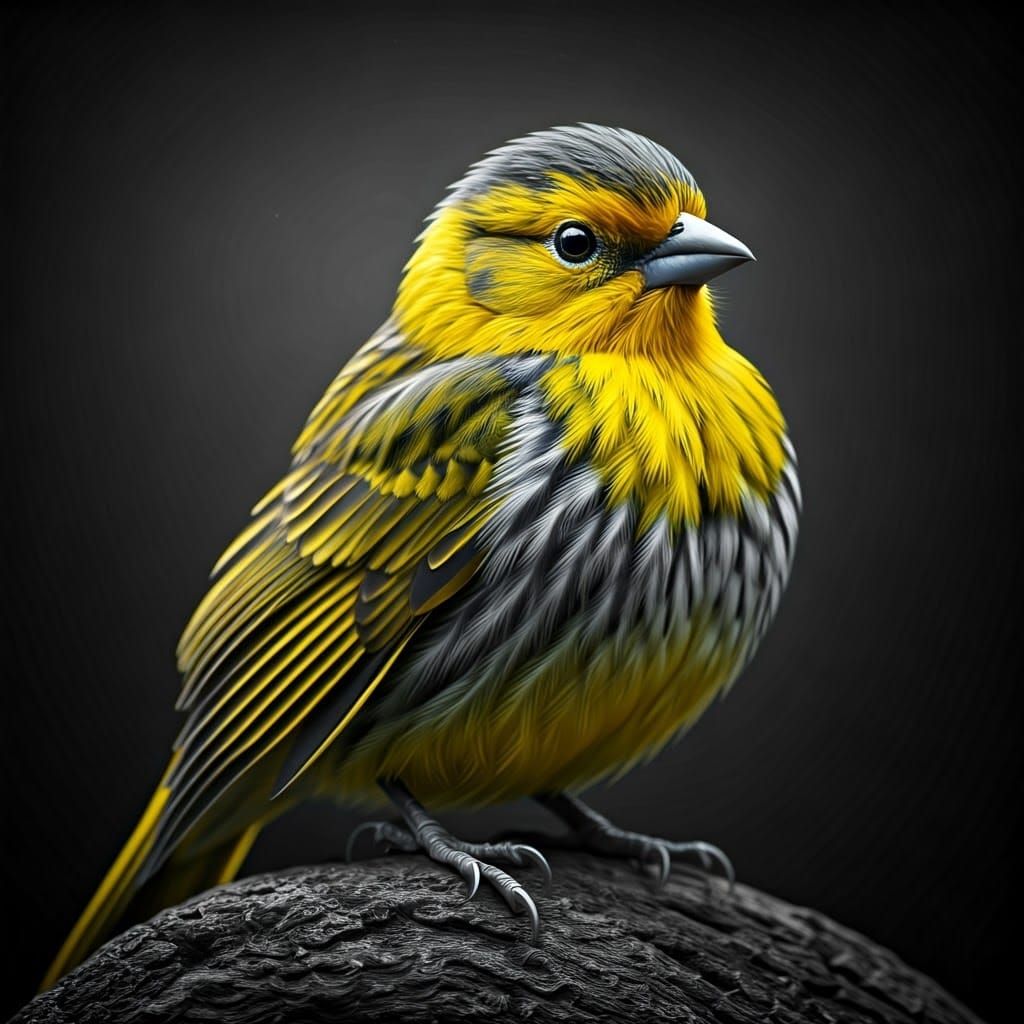 Vibrant Yellow Bird in Dramatic Lighting
