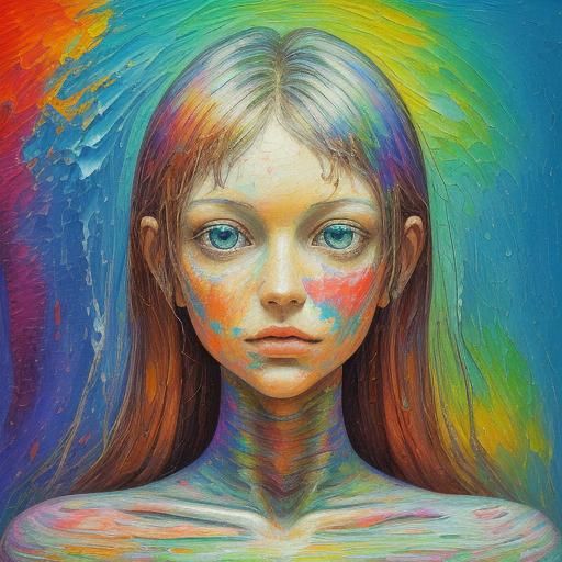 Surreal River Musician in Expressionist Oil Painting