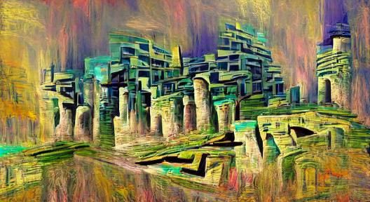 Futuristic Ancient Cities in Expressionist Style