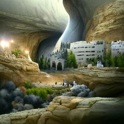 Serene Cave of Peace: Detailed Matte Painting