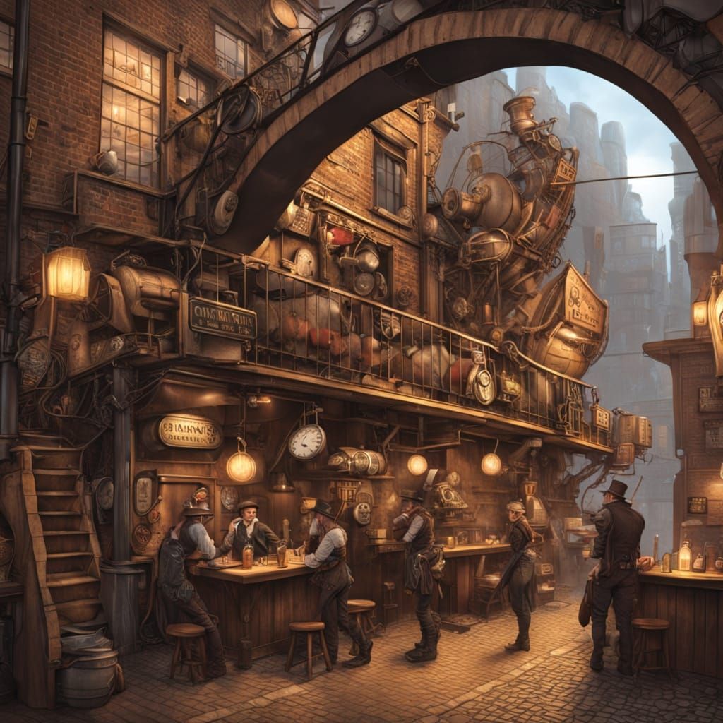 Steampunk Alley Tavern Scene