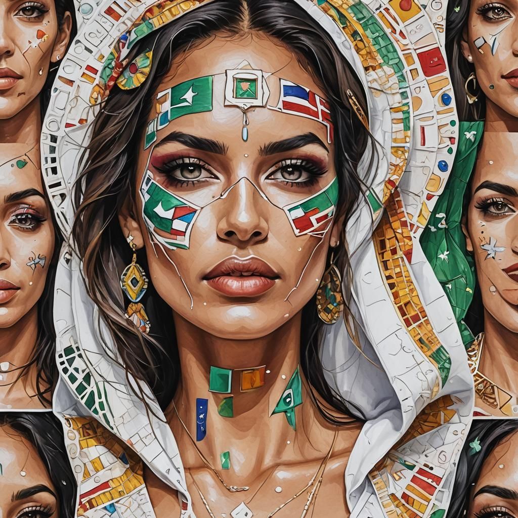 Attractive Woman with Emerald Eyes in Detailed Digital Art