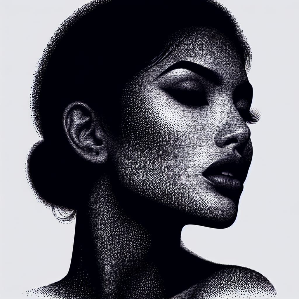 Minimalist Stippled Portrait of a South Asian Woman