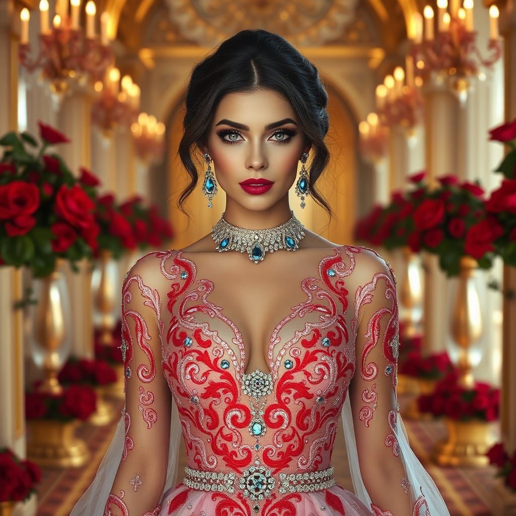 Greek Woman in Engagement Gown, Fantasy Art