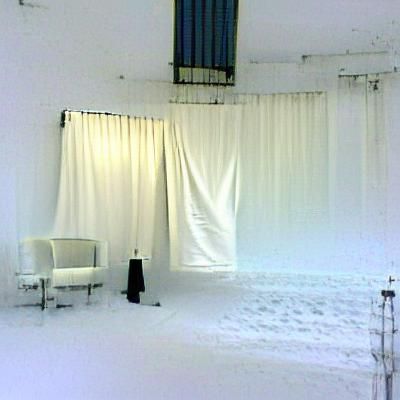 Minimalist White Room with Black Curtains