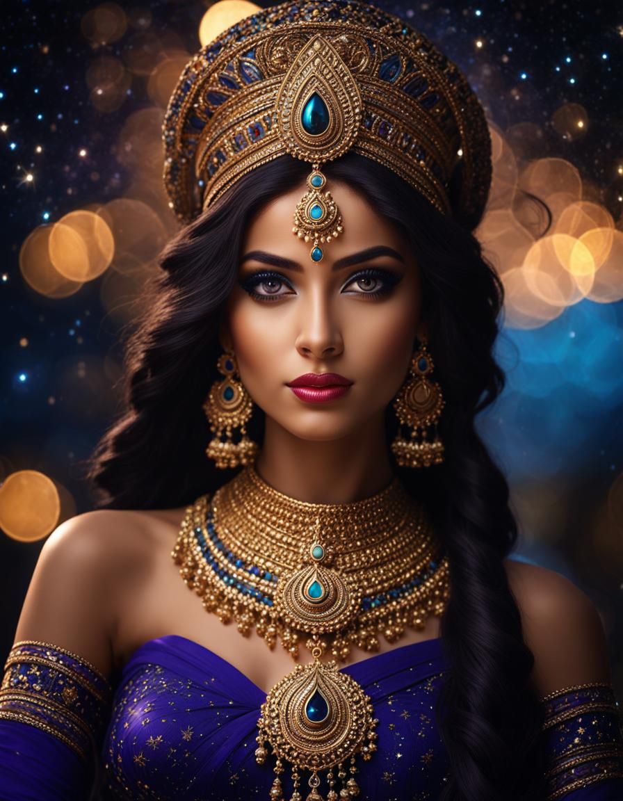 Ethereal Indian Goddess in a Dark Cosmic Aura