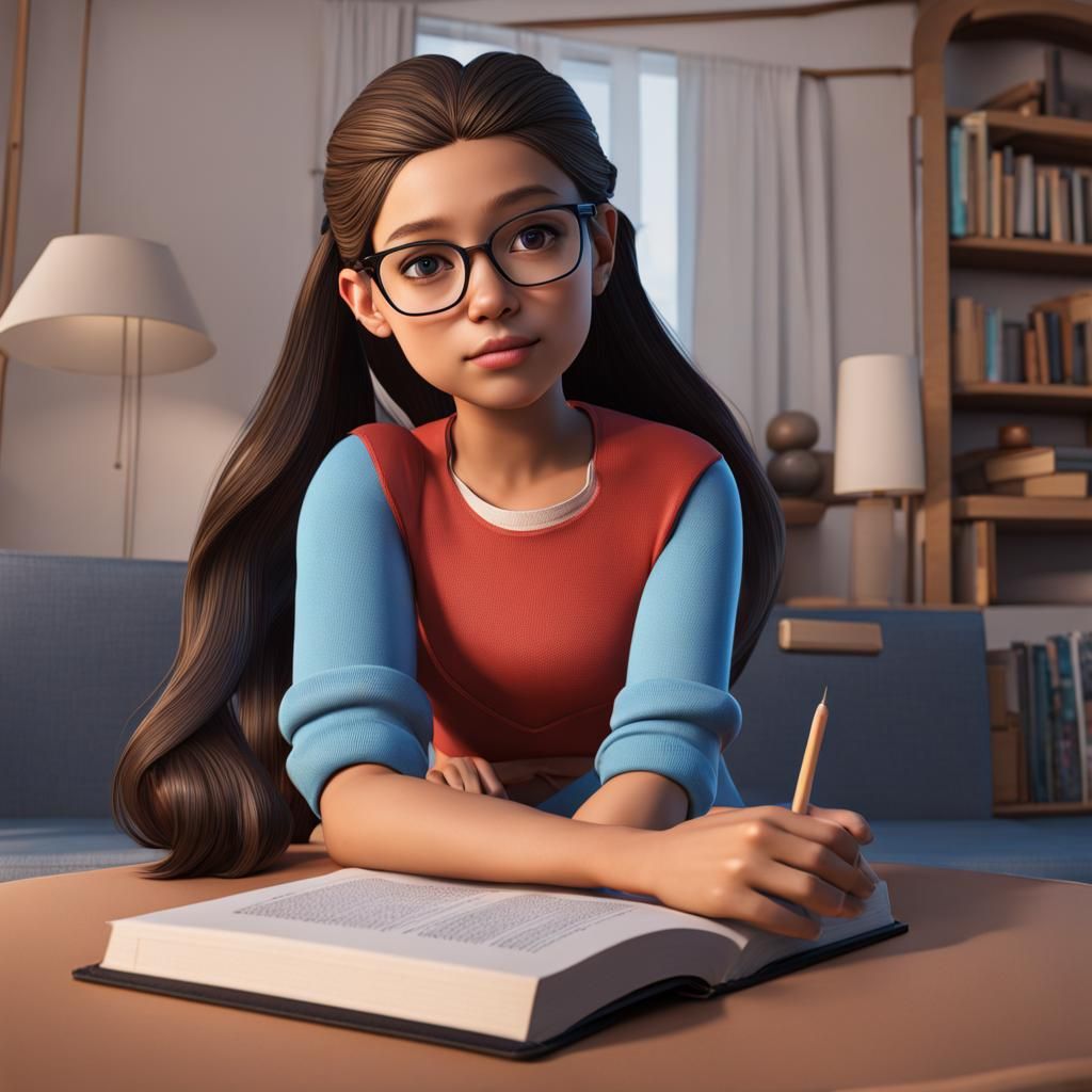 Victoria doing homework