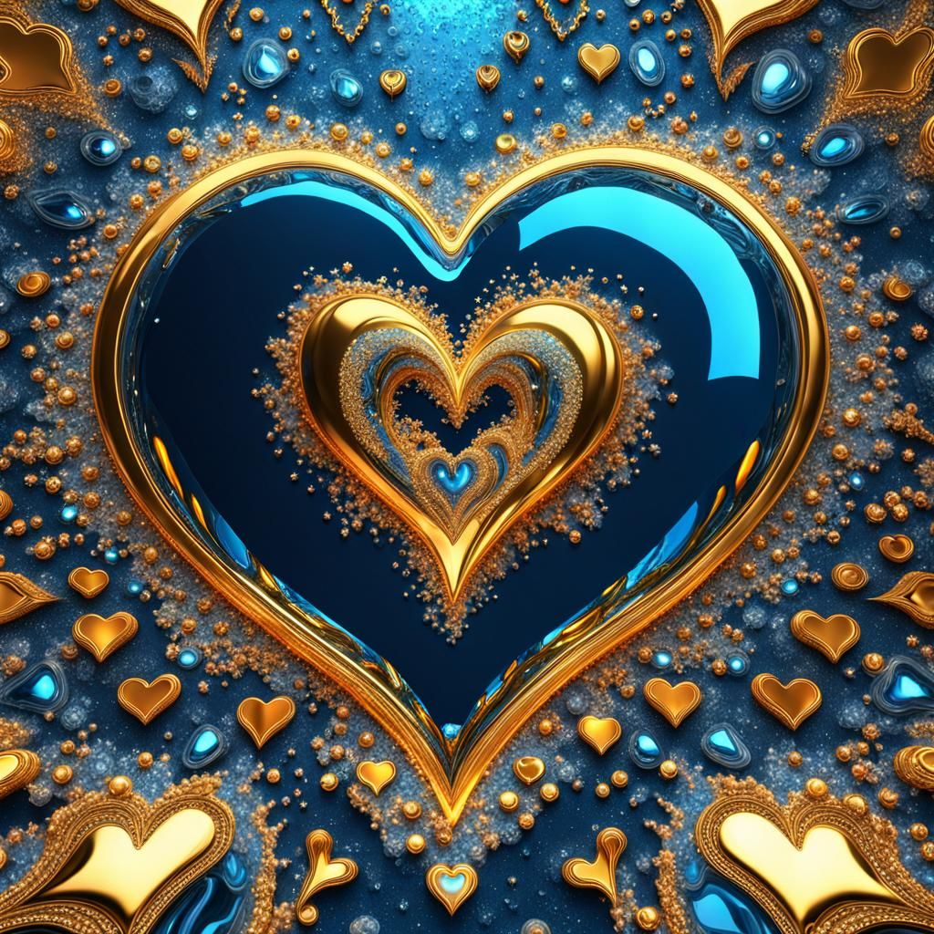 Radiant 3D Heart in Liquid Artpunk Style
