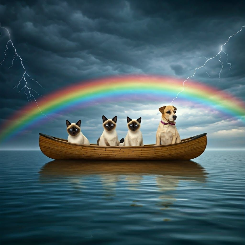 Cats and Dog Canoe Trip on Rainbow