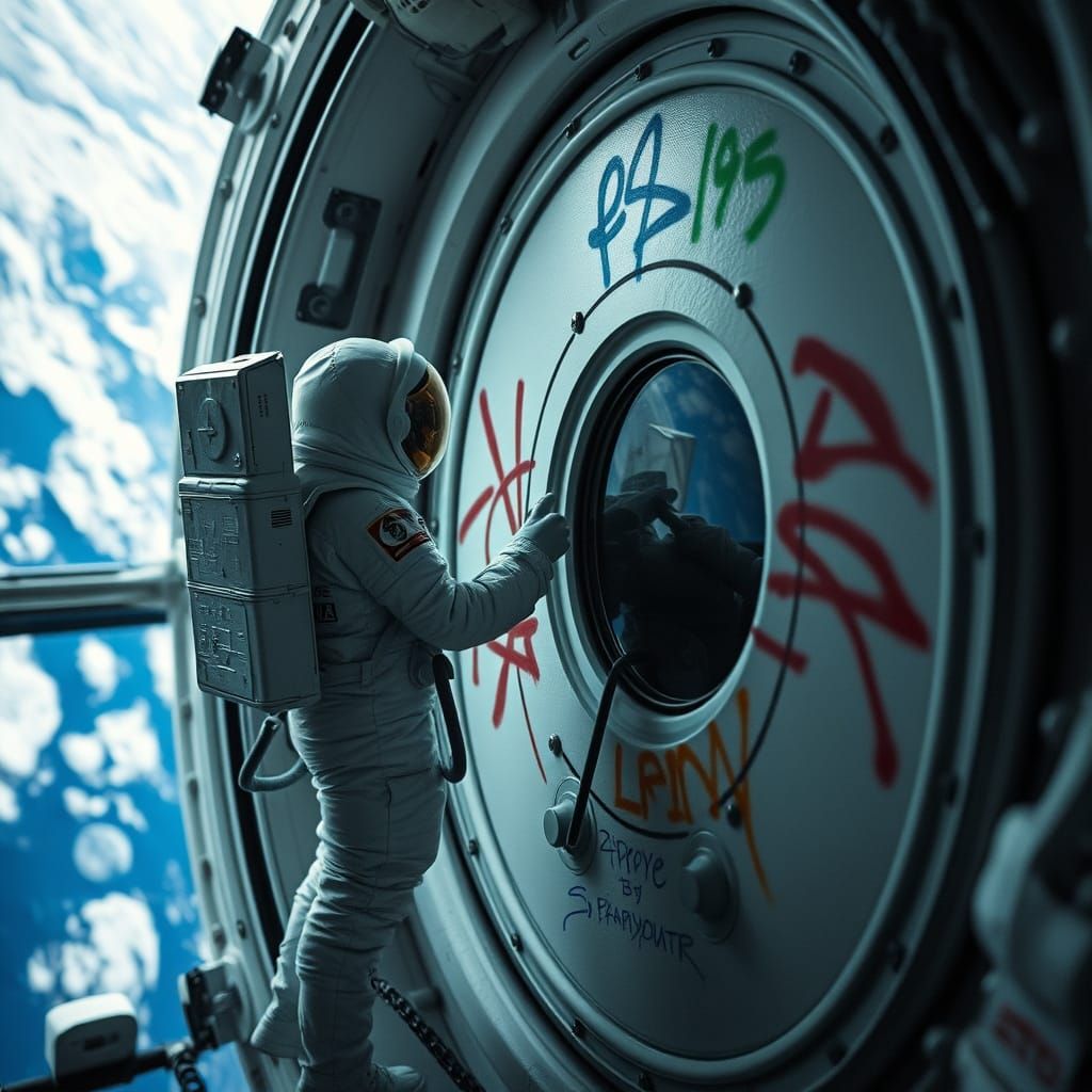 Spacecraft Graffiti Art in Cosmic Colors