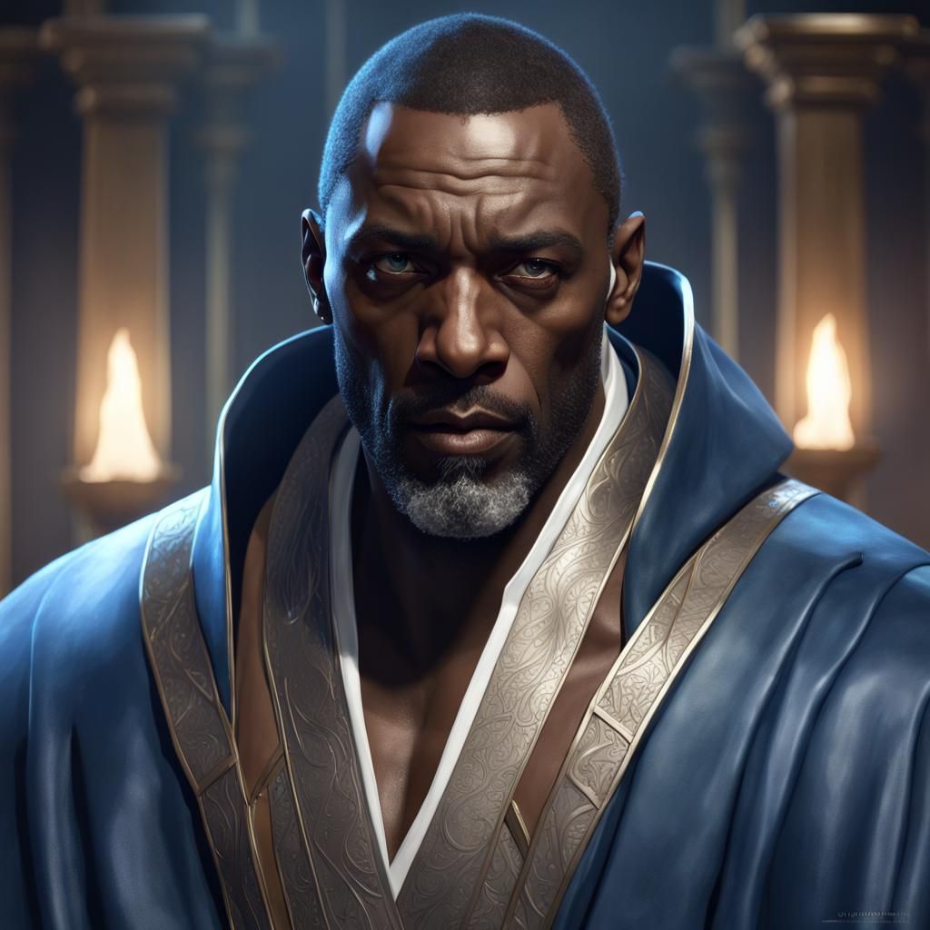 Fantasy Mage in Library, Hyperdetailed Portrait