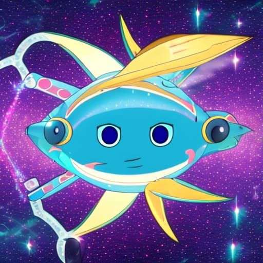 Anime Character Fishing in Hyperspace Tesseract