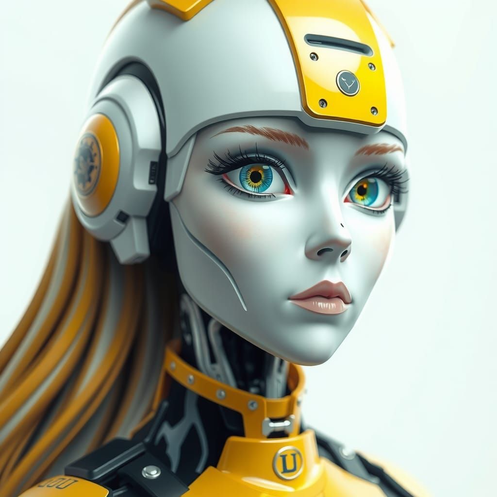 Futuristic Robot with Glowing Eyes in Digital Art